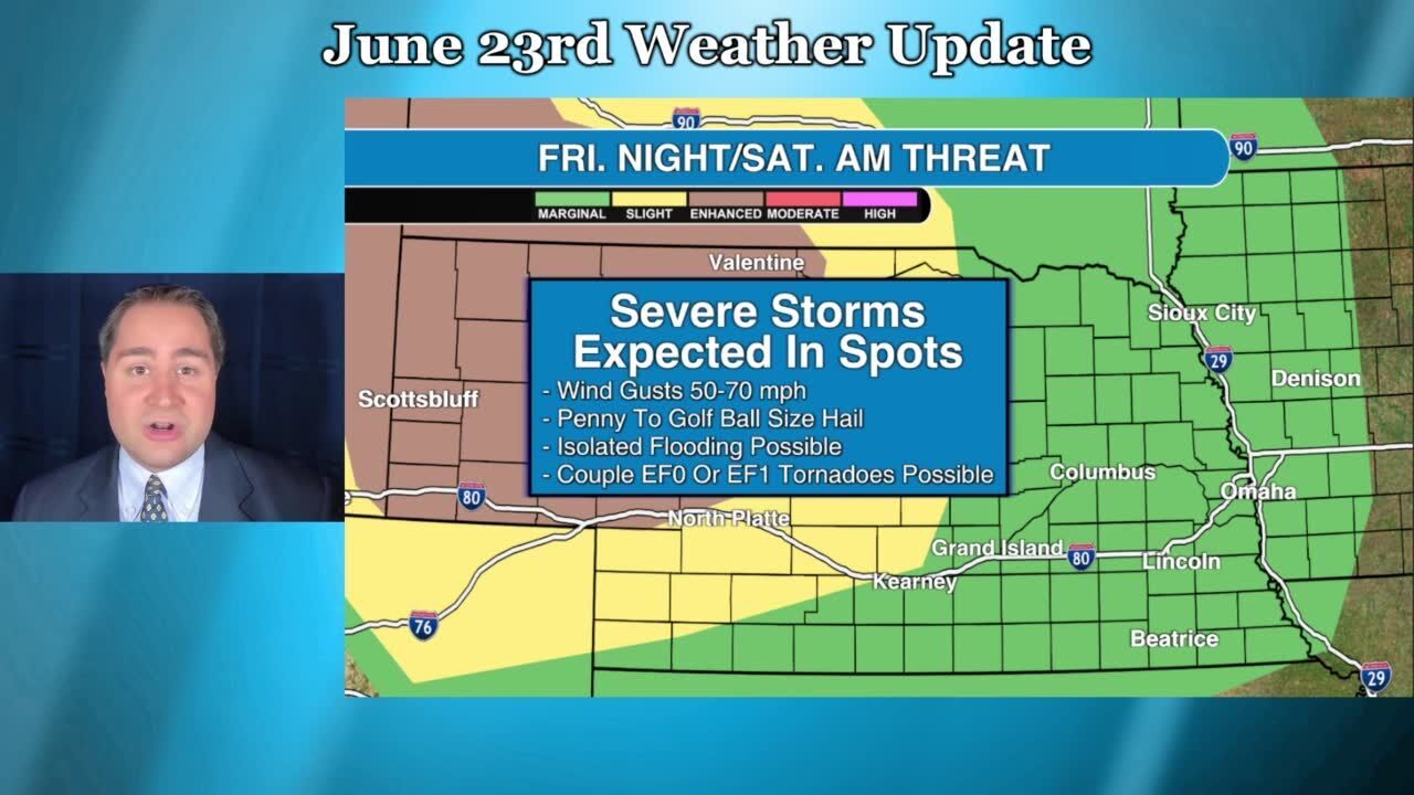 Chance of severe storms across Nebraska Friday night and Saturday morning. Full details in Matt Holiner's forecast